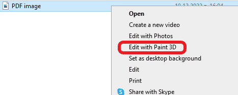 Editing an image using Paint 3D