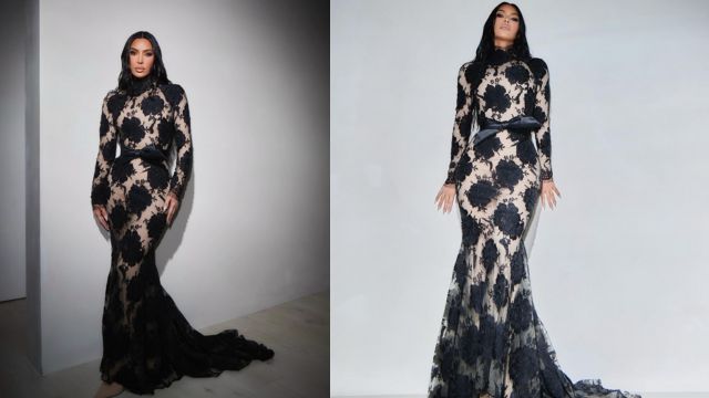 Kim Kardashian Channels Morticia Addams in a Stunning Sheer Black Lace Gown