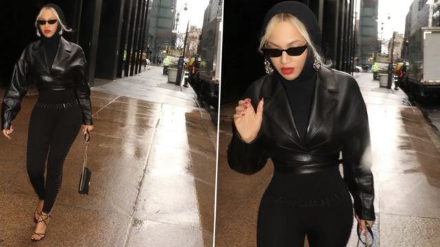 Beyoncé's stylish black faux-leather wrap jacket is just what you need for winter right now! (See Pictures)