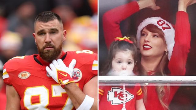 Taylor Swift supports Travis Kelce during the Chiefs vs. Raiders game on Christmas